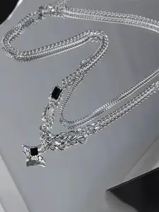 StyleCast x Revolte Stainless Steel Silver-Plated Artificial Stones Minimal Necklace