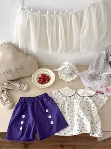 StyleCast x Revolte Girls Printed Pure Cotton Top with Shorts