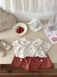 StyleCast x Revolte Girls Printed Pure Cotton Top with Shorts