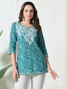 KALINI Women Blue Pure Cotton Straight Kurtis