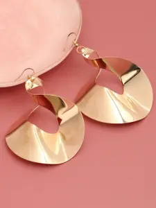 SOHI Gold-Plated Contemporary Drop Earrings