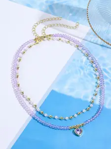 StyleCast x Revolte Gold-Plated Stones Studded & Beaded Statement Necklace