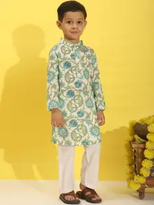 Cutiekins Boys Floral Printed Kurta with Pyjama