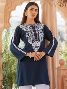 HOUSE OF KARI Women Ethnic Motifs Embroidered Chikankari Straight Kurta