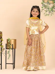 Cutiekins Girls Printed Ready to Wear Lehenga & Blouse With Dupatta