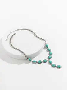 StyleCast x Revolte Silver-Plated Artificial Stone Studded Statement Necklace