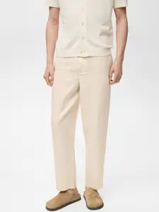 MANGO MAN Elasticated Waist Straight Fit Trousers