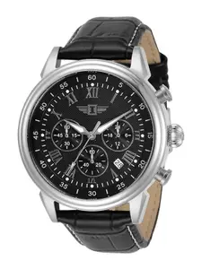 Invicta Men Textured Round Dial & Leather Straps Analogue Watch IBI90242-001