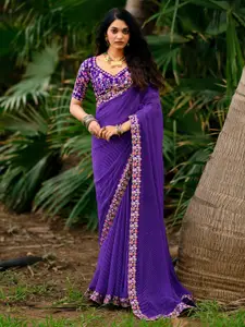 Anouk Striped Sequinned Saree