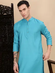 House of Pataudi Men Geometric Printed Festive Cotton Straight Kurta