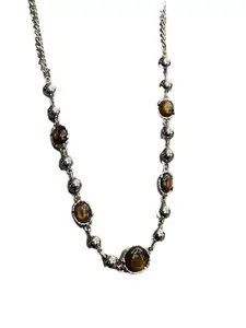 StyleCast x Revolte Stainless Steel Silver-Plated Artificial Stones Minimal Necklace