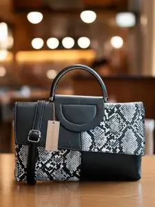 French Connection Animal Printed Structured Satchel