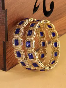 LAVAZZA Set Of 2 Crystal & Zircon-Studded Antique Bangles