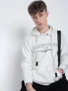 SHOWOFF Men Typography Printed Hooded Pullover Sweatshirt