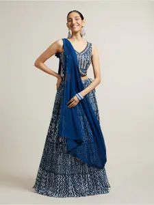 MOHEY Floral Embroidered Thread Work Ready To Wear Lehenga & Blouse With Dupatta