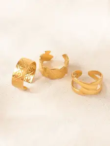 Niska Set Of 3 Gold-Plated Adjustable Finger Ring