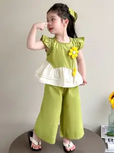 StyleCast x Revolte Girls Round Neck Colourblocked Top with Palazzos