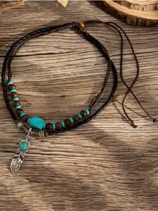 StyleCast x Revolte Silver-Plated Artificial Stones Studded And Beaded Necklace