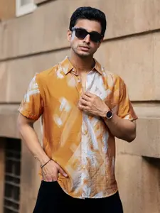 Powerlook SS25 Butterscotch Abstract Printed Casual Shirt