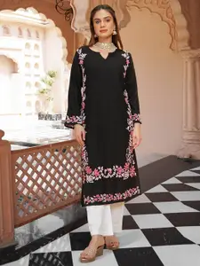 HOUSE OF KARI Women Ethnic Motifs Embroidered Chikankari Straight Kurta