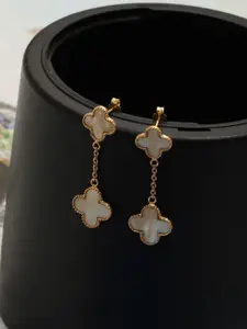 LeCalla 925 Sterling Silver Gold-Plated Mother Of Pearls Beaded Floral Drop Earrings