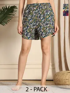 TAG 7 Women Pack Of 2 Printed Lounge Shorts