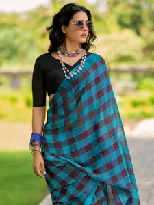 Mitera Checked Pure Georgette Saree