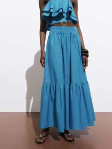 MANGO Pure Cotton Gathered A-Line Maxi Skirt