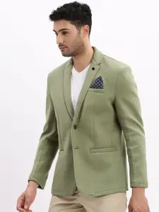 SHOWOFF Cotton Notched Lapel Collar Slim-Fit Single Breasted Blazer