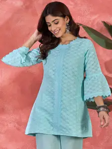 Sangria Women Pure Cotton Schiffli Top