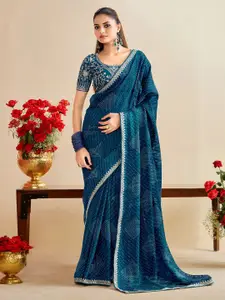 Anouk Bandhani Sequinned Pure Georgette Bandhani Saree