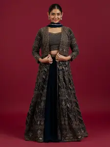 MOHEY Floral Embellished Sequinned Ready To Wear Lehenga & Blouse With Dupatta
