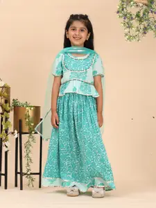Cutiekins Girls Printed Ready to Wear Lehenga & Blouse With Dupatta
