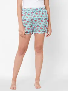 ETC Women Graphic Printed Mid-Rise Lounge Shorts