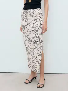MANGO Floral Printed Mid-Rise Pencil Maxi Skirt with Side Slit
