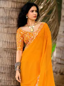 Anouk Striped Sequinned Embellished Pure Georgette Saree