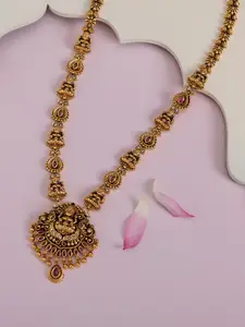 Kushal's Fashion Jewellery Gold-Plated Stone Studded Lakshmi Goddess Necklace