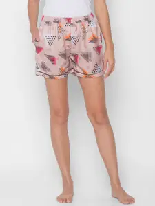 ETC Women Printed Mid-Rise Lounge Shorts