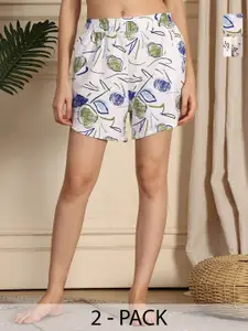 TAG 7 Women  Pack Of 2 Printed Lounge Shorts