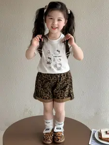 StyleCast x Revolte Girls Round Neck Short Sleeves Printed Top With Shorts