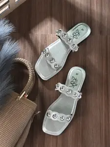 Zebba Women Western - Embellished One Toe Flats