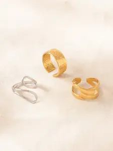 Niska Set Of 3 Gold-Plated Adjustable Finger Ring