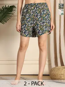TAG 7 Women Pack of 2 Printed Lounge Shorts