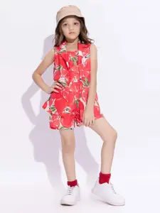 taffykids Girls Printed Top With Shorts