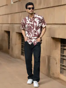 Powerlook SS25 Leaf Printed Spread Collar Casual Shirt