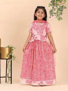 Cutiekins Girls Embellished Ready to Wear Lehenga & Blouse With Dupatta