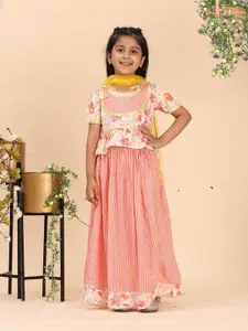 Cutiekins Girl's Embellished Gotta Patti Ready to Wear Lehenga & Blouse With Dupatta
