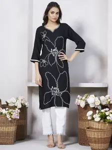 all about you Women Floral Embroidered Sequinned Kurta