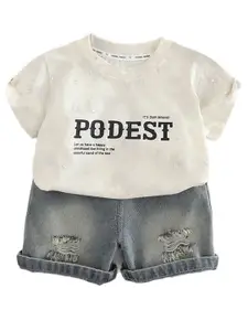 StyleCast x Revolte Boys Printed T-shirt with Shorts Pure Cotton Clothing Set