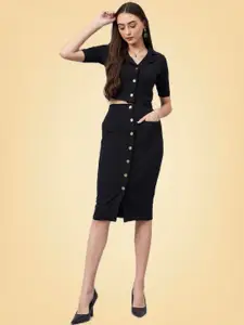 all about you Crop Blazer With Button Detail Skirt Co-Ord Set